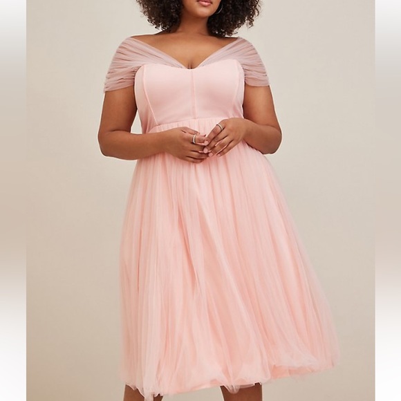 Torrid Mini Tulle Drape Shoulder Fit & Flare Dress size 14 - Picture 2 of 5